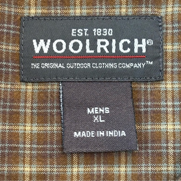 Woolrich Brown Plaid Button Down Long Sleeve Shirt Size XL Men’s Cotton - Picture 4 of 6